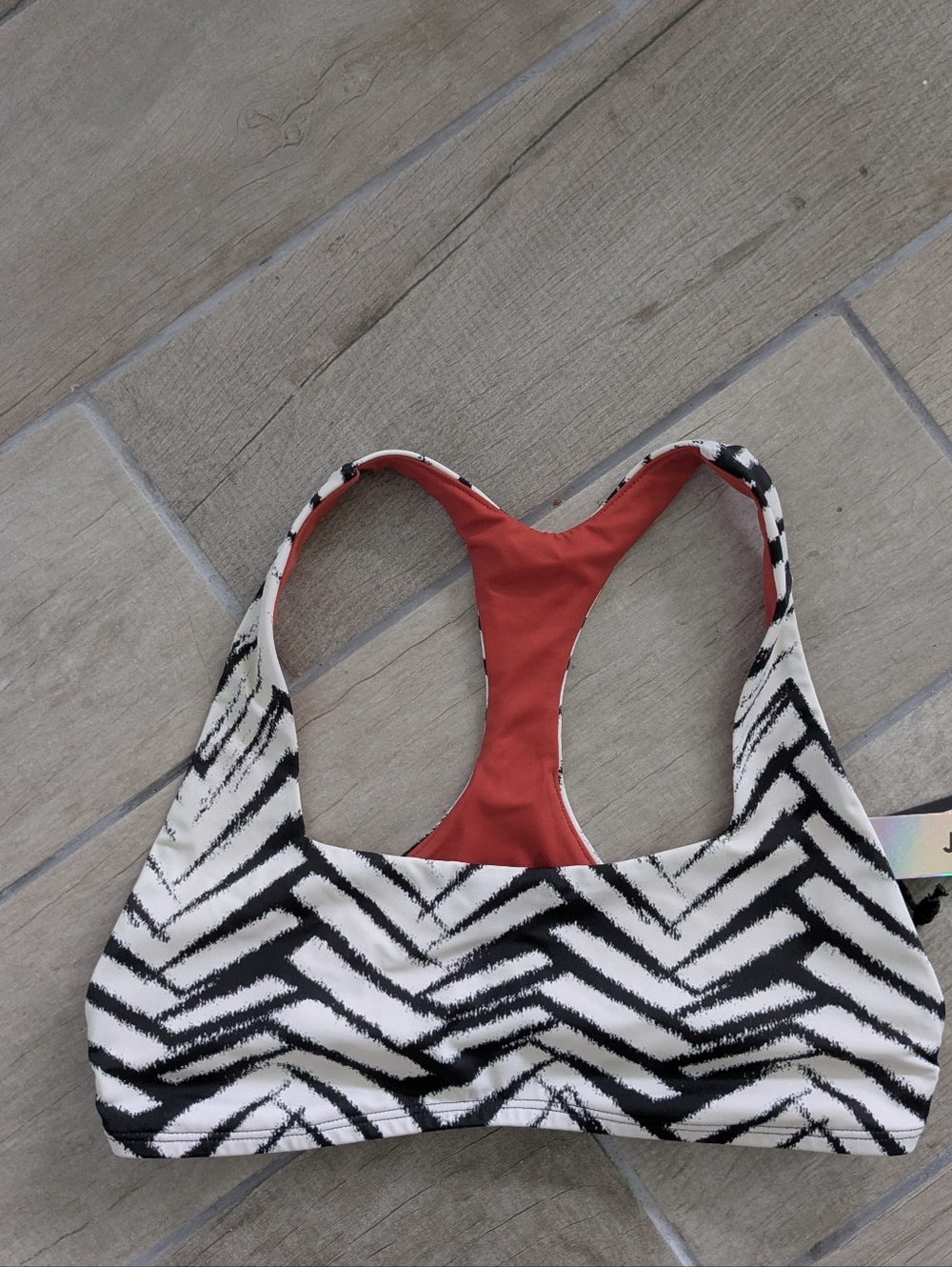 Jolyn Clothing Black & White Zigzag Bikini Top